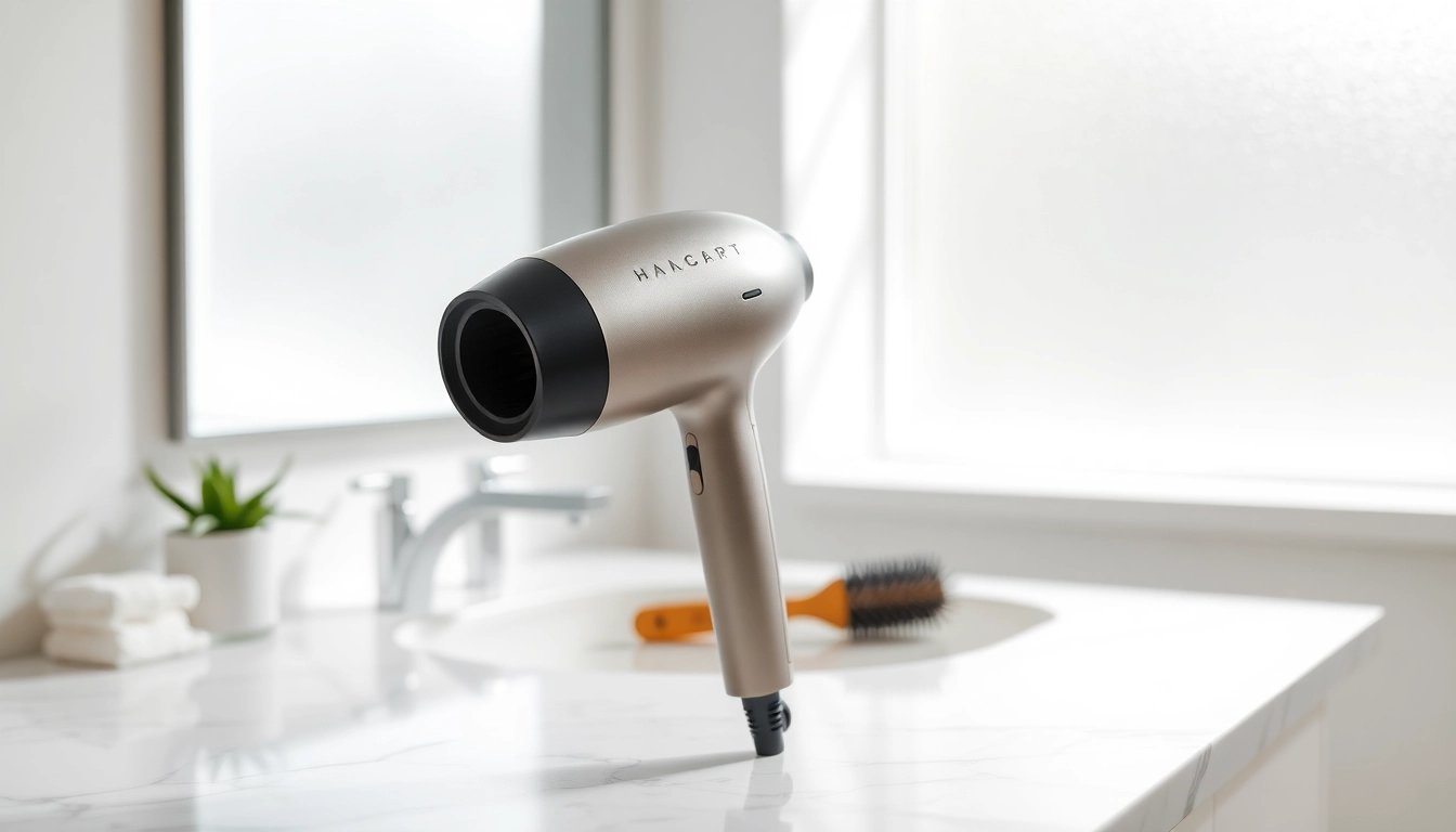 Achieve salon-quality results with a hair dryer for fine hair in a stylish bathroom setting.