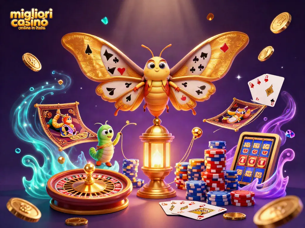 Immagine di migliori casinò online in Italia con un falena e scenari di gioco d'azzardo ricchi di dettagli.