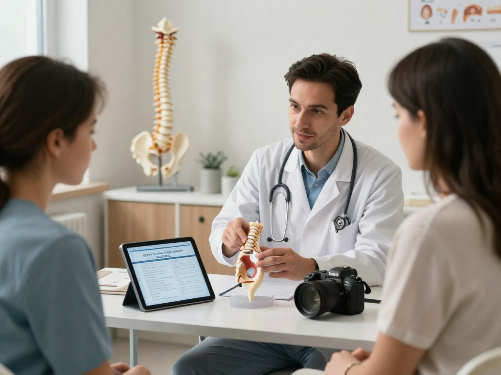 Compassionate consultation on bel fıtığı ameliyatı with surgeon and patient.