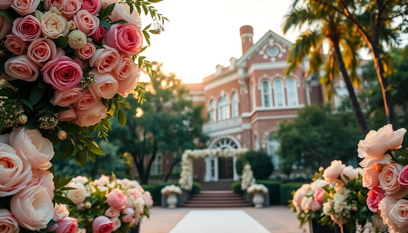 Beautiful outdoor wedding setup at a Jacksonville Wedding Venue featuring floral decoration.