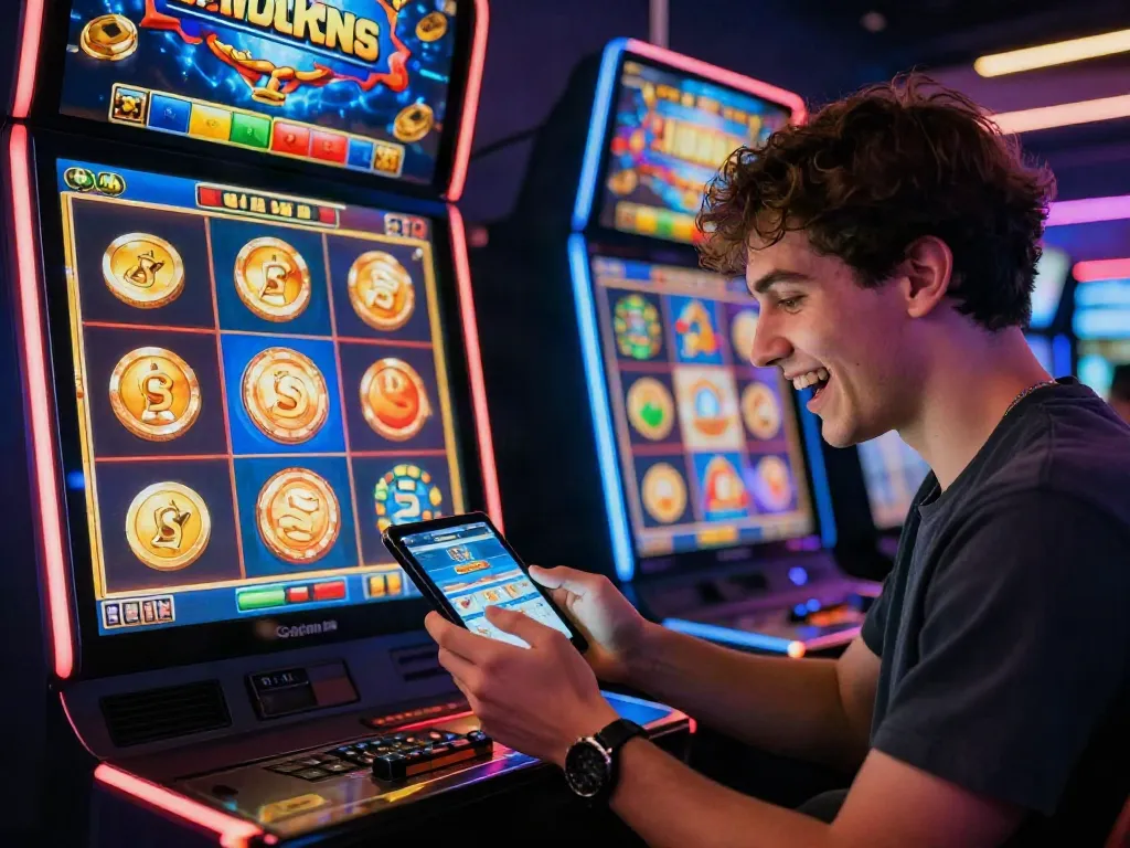 Engaged player experiencing exhilarating slot gacor action in vibrant online gaming setting.