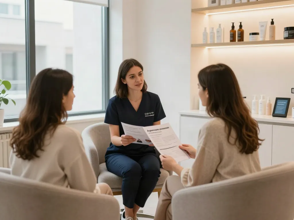 Professionelle Beratung zu Methoden für Augenringe entfernen in moderner Beautykur.