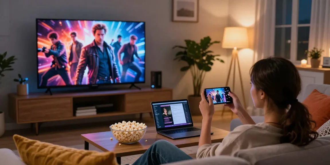 Couple streaming movies with Pikashow APK on smartphone in cozy living room.