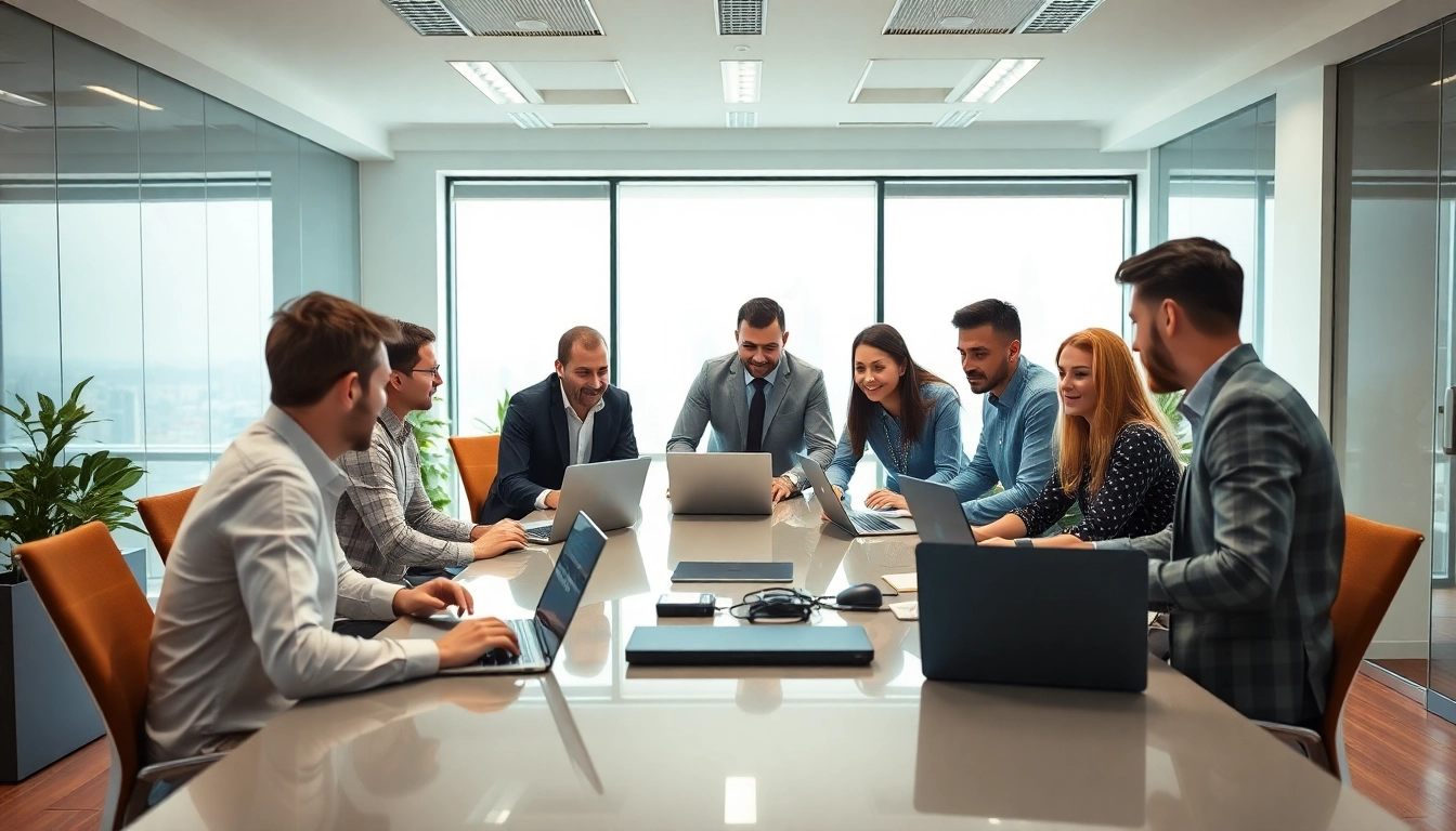 Enhance your business with managed IT services near me through professional teamwork in a modern setting.