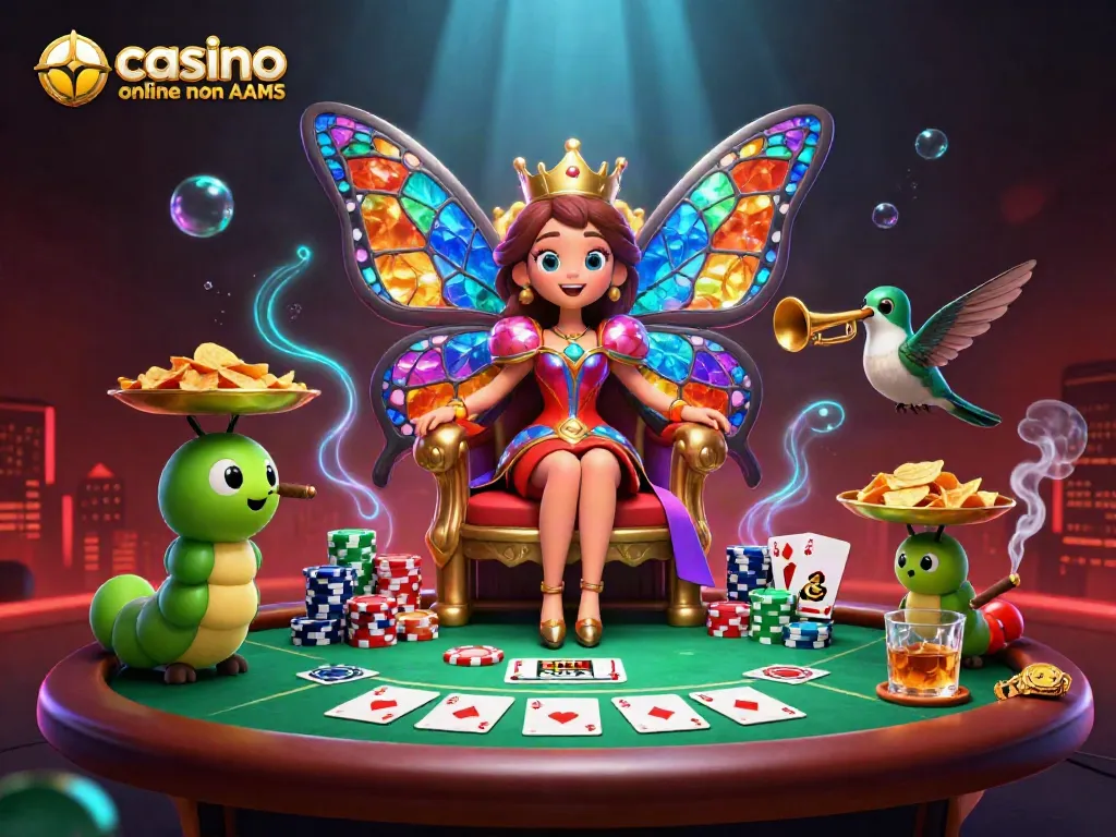 Gioca nei migliori casino online non AAMS con la regina delle farfalle e i croupier caricando le fiches.