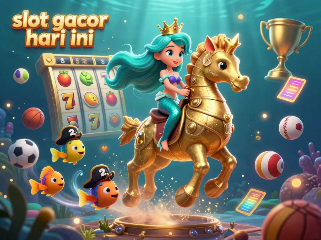Capture thrilling action with slot gacor hari ini, featuring a colorful underwater scene with a mermaid and dynamic game elements.