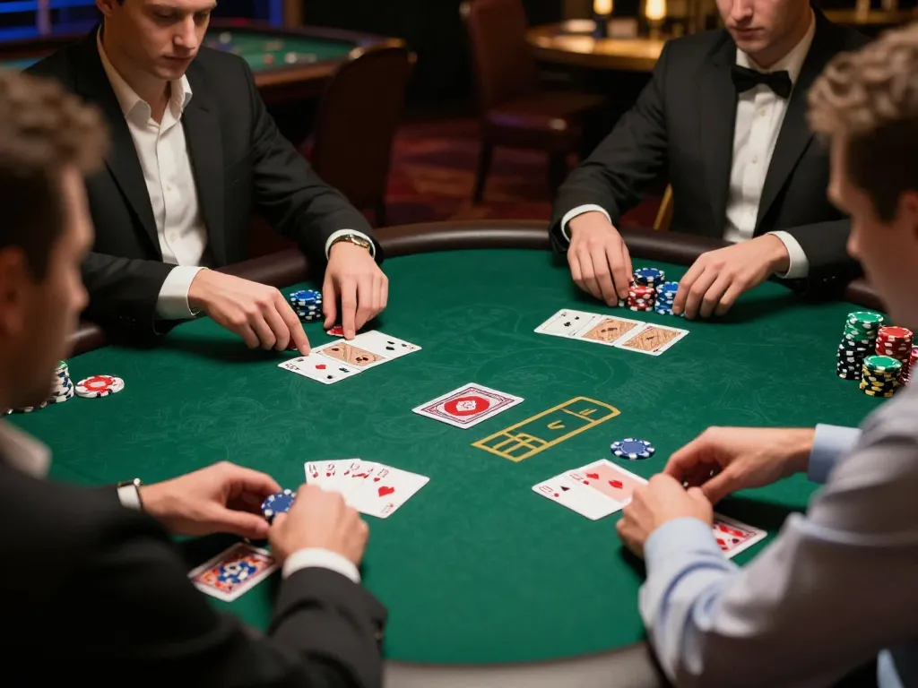 Trò chơi poker hấp dẫn tại bàn cược cao cho thấy các chiến lược liên kết m88 với người chơi tập trung vào tay bài thắng và chồng chip.