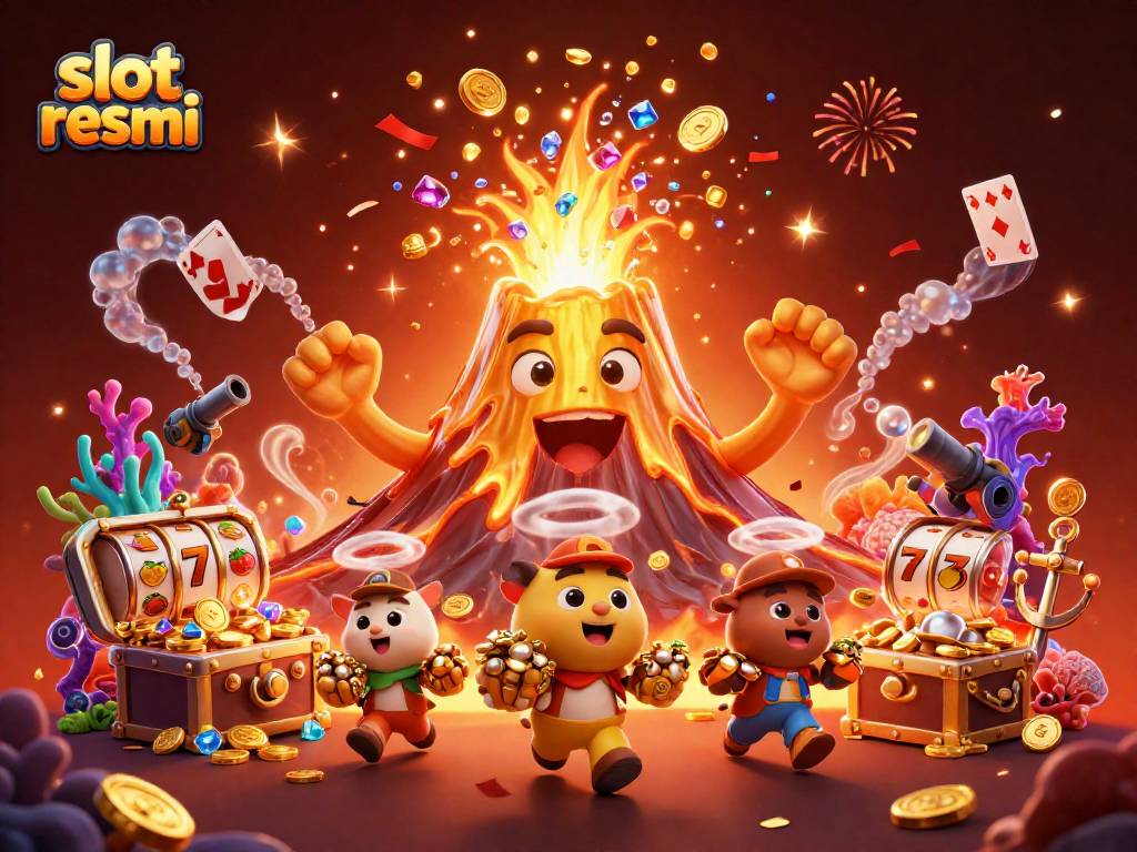 Players win big at slot resmi with golden treasures amidst a vibrant casino scene.