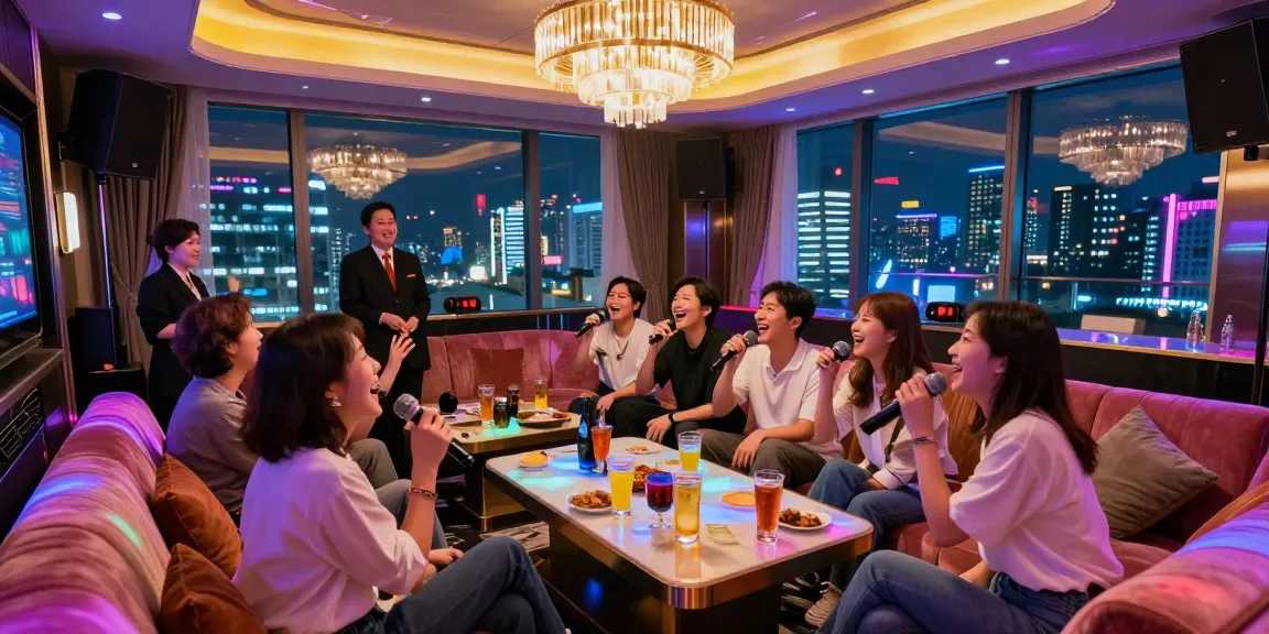Experience the vibrant atmosphere of 강남가라오케 with luxurious private rooms and lively entertainment.