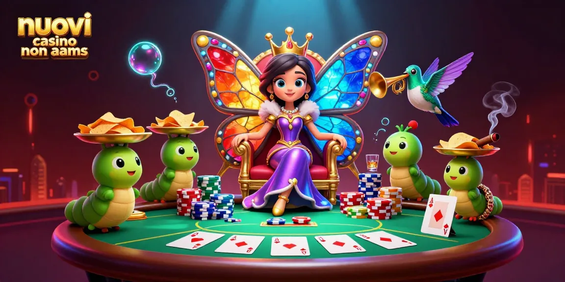 Migliora la tua esperienza di gioco con i nuovi casino non AAMS, illustrati attraverso un regale mondo di poker e colori vivaci.