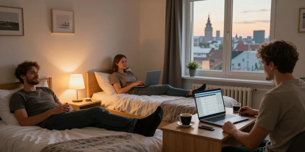 Monteurzimmer Hannover mit gemütlichen Betten und Arbeitsplatz für Reisende.