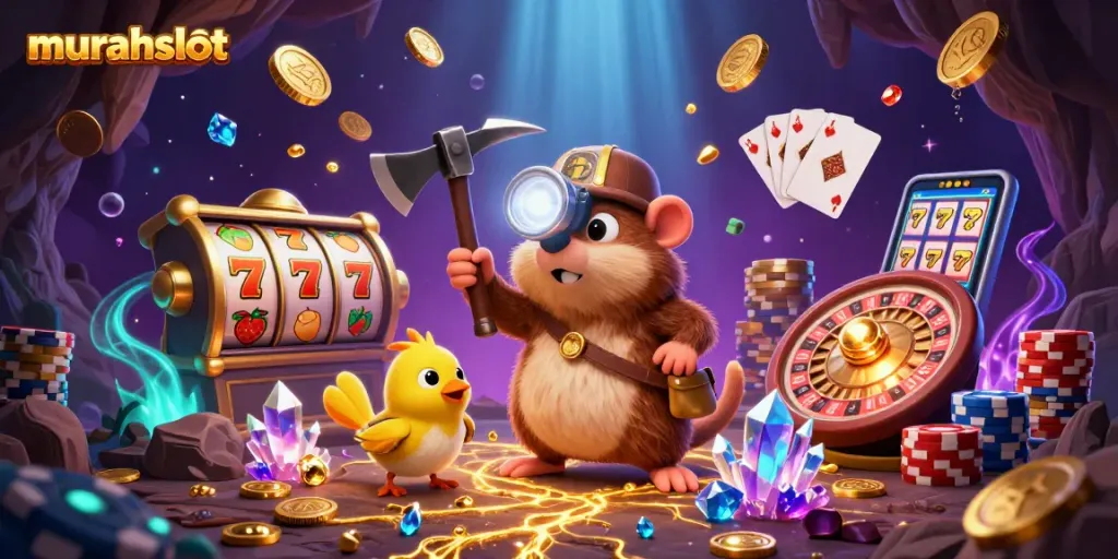Mainkan slot di murahslot dengan petualangan pencari harta karun dalam suasana kaya.
