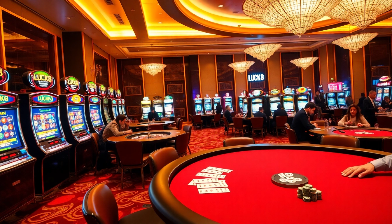 Players engaging in high-stakes gameplay at LUCK8 casino, showcasing a vibrant casino atmosphere.