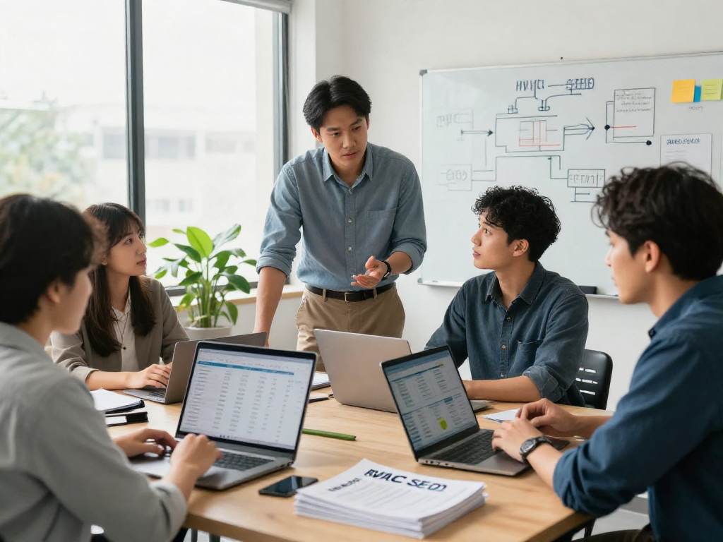 HVAC SEO company team brainstorming strategies for effective local marketing