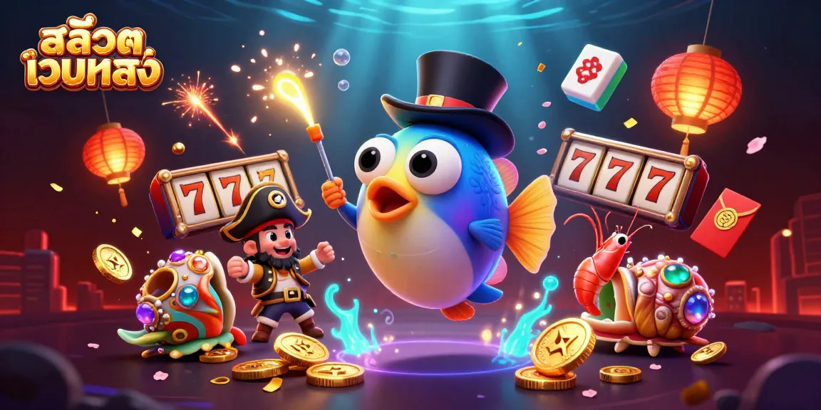 Engage with สล็อตเว็บตรง as the anglerfish attracts golden coins in a vibrant, detailed scene.