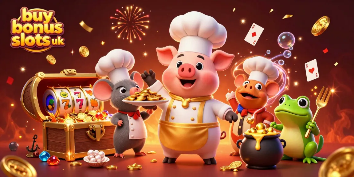 Engage with exciting buy bonus slots UK featuring vibrant 3D characters and slot elements.