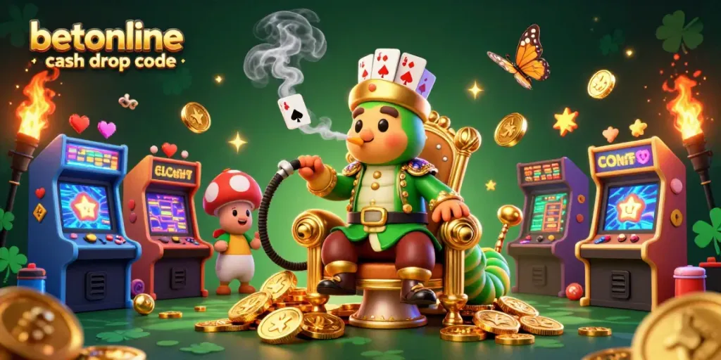 Claim exciting bonuses with betonline cash drop code in a vibrant casino-themed illustration.