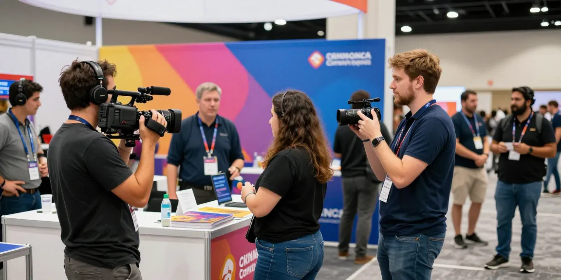 Dynamic trade show videography in Orange County, California capturing vibrant attendee interactions.