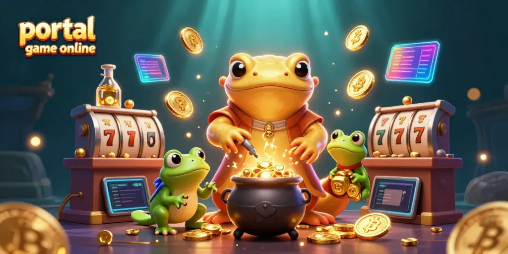 Experience immersive gameplay in this vibrant portal game online scene with alchemists and crypto elements.