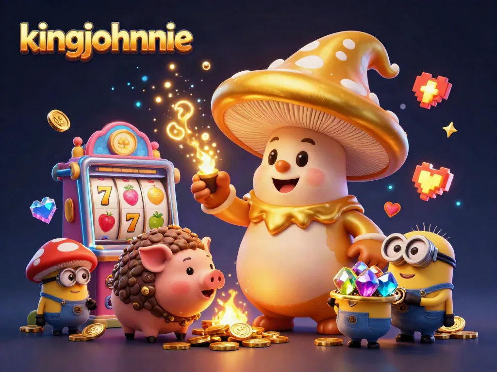 Spin the reels at kingjohnnie Casino with golden magical visuals, featuring a wizard and treasure elements.