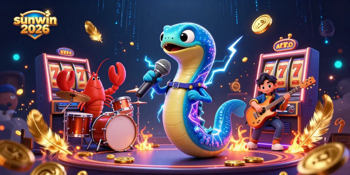Experience the excitement of sunwin 2026 as an electric eel DJ performs in an underwater casino scene.