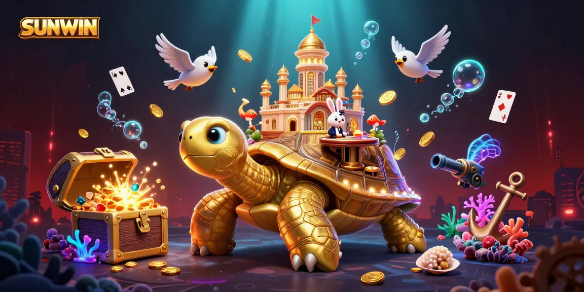 SUNWIN offers thrilling online gaming with a vibrant, dynamic casino scene featuring fun characters and enchanting treasures.