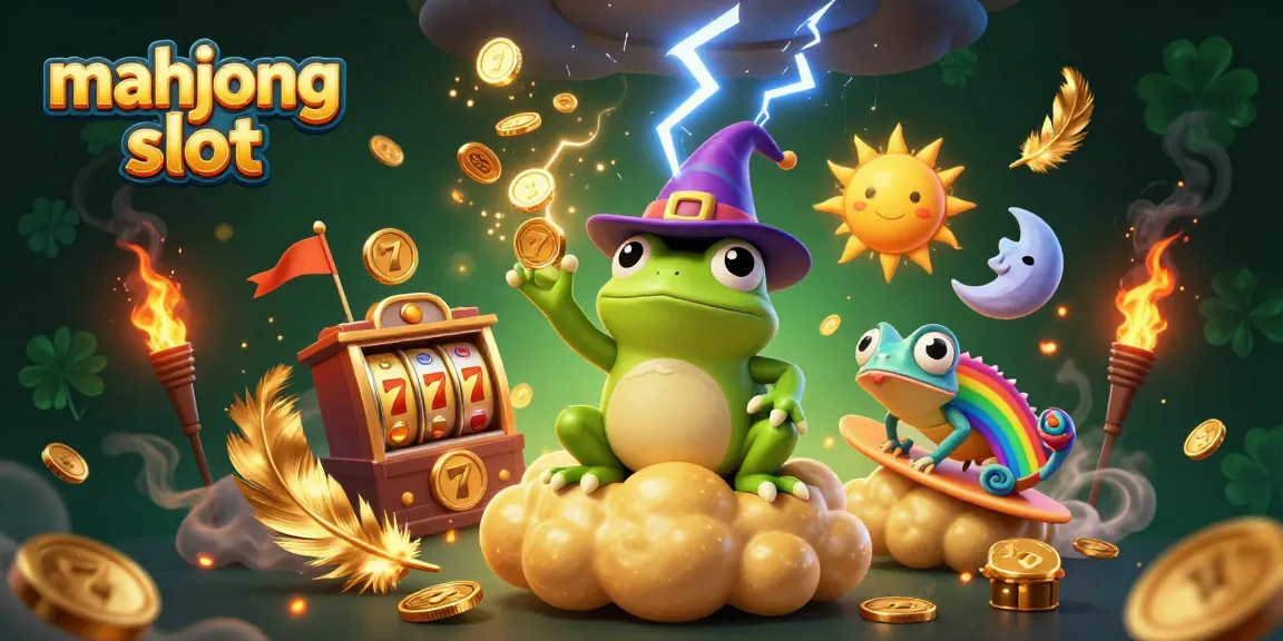 Experience the excitement of Mahjong slot with vibrant 3D characters amidst golden coins and dynamic casino elements.