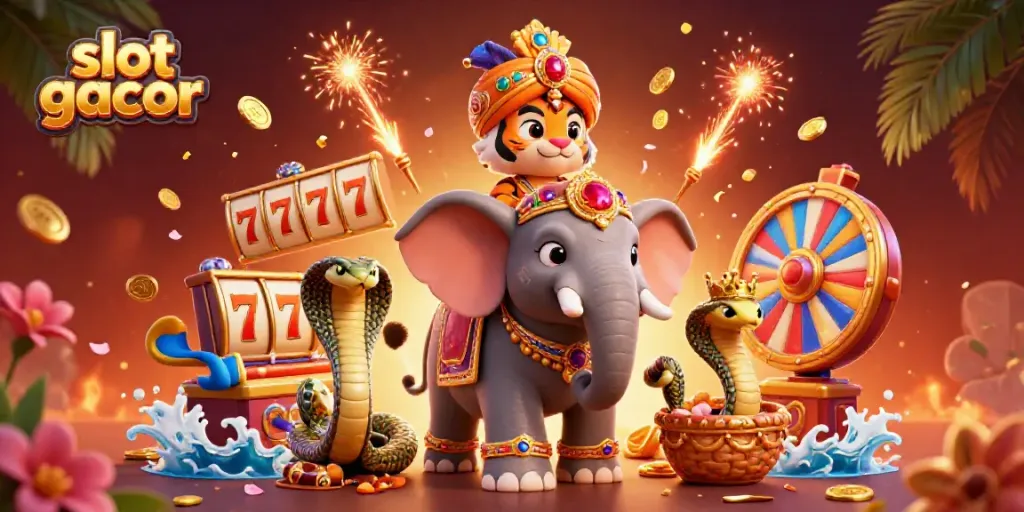 Experience thrilling slot gacor adventures with a vibrant 3D illustration featuring iconic characters and game elements.