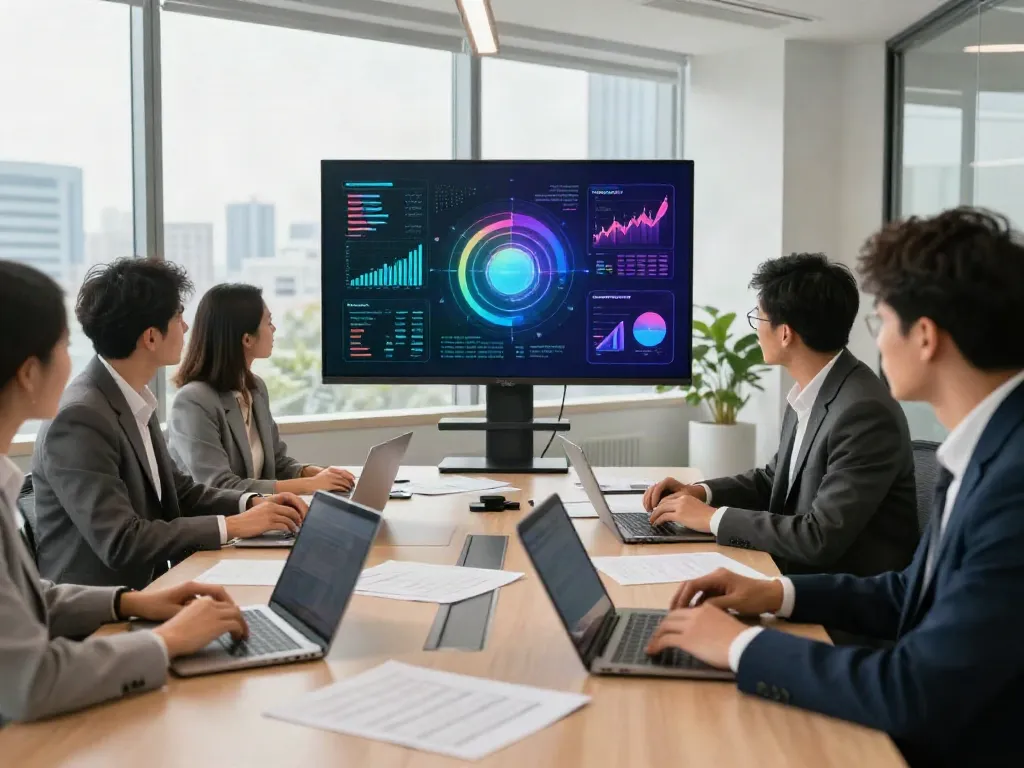 Banorte empresas team collaboration in a modern office, showcasing innovative banking solutions.