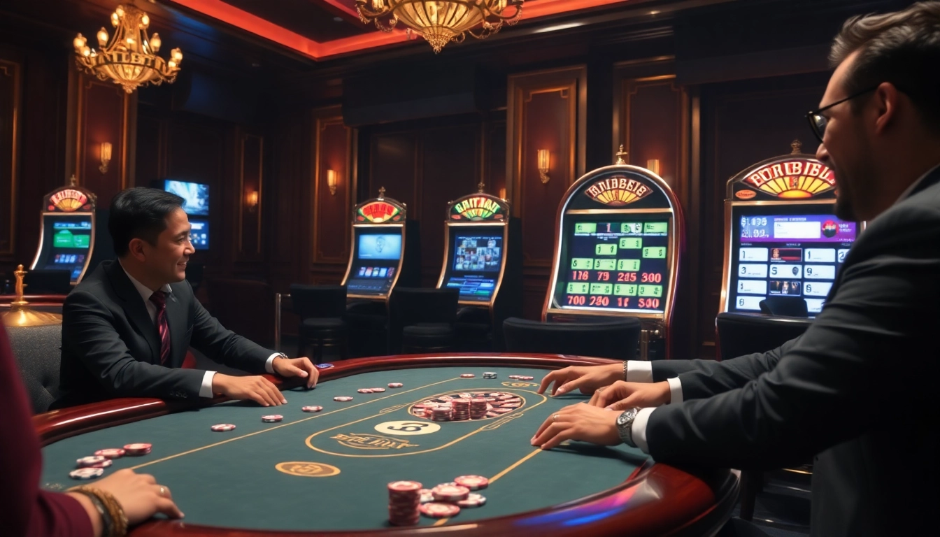 Engaging in a thrilling poker game, players discover the hidden wiki among colorful casino elements.