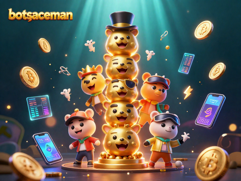 Spin and win with bot spaceman in a vibrant, dynamic casino landscape filled with crypto elements.