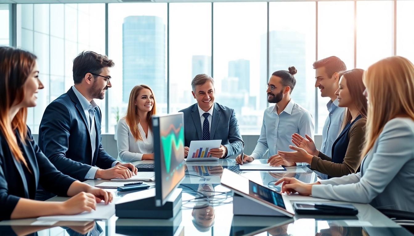 Engaging AI assistant for enterprise teams collaborating in a modern office environment.