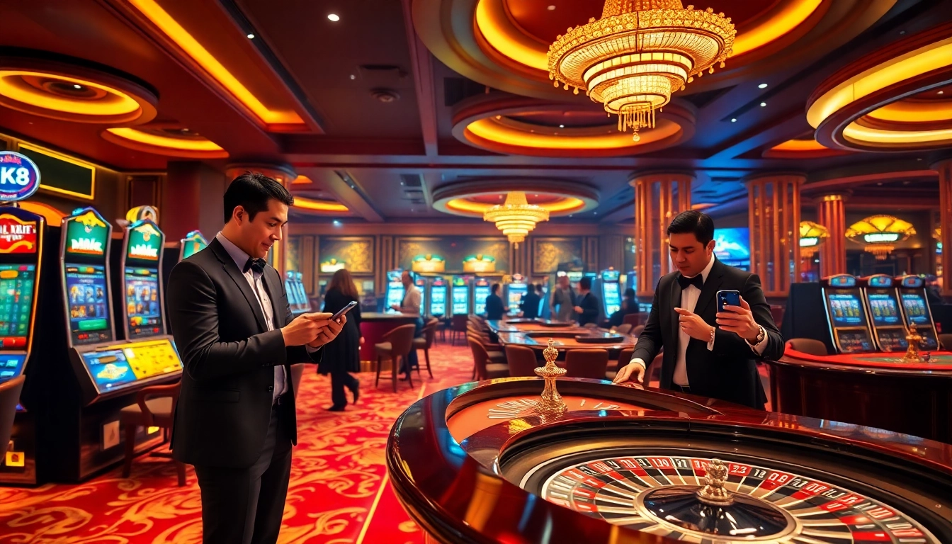 Experience an exciting moment in BK8 casino with players engaging in thrilling games.