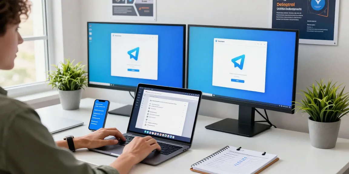 Dynamic workspace showcasing Telegram Download and installation setup for enhanced privacy and communication.