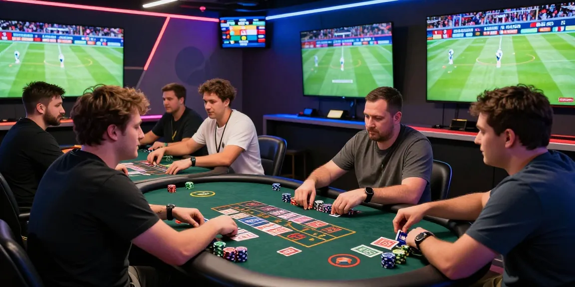 Exciting online gaming lounge showcasing players participating in live casino games with vibrant atmosphere and screens displaying sports events for 更多資訊.