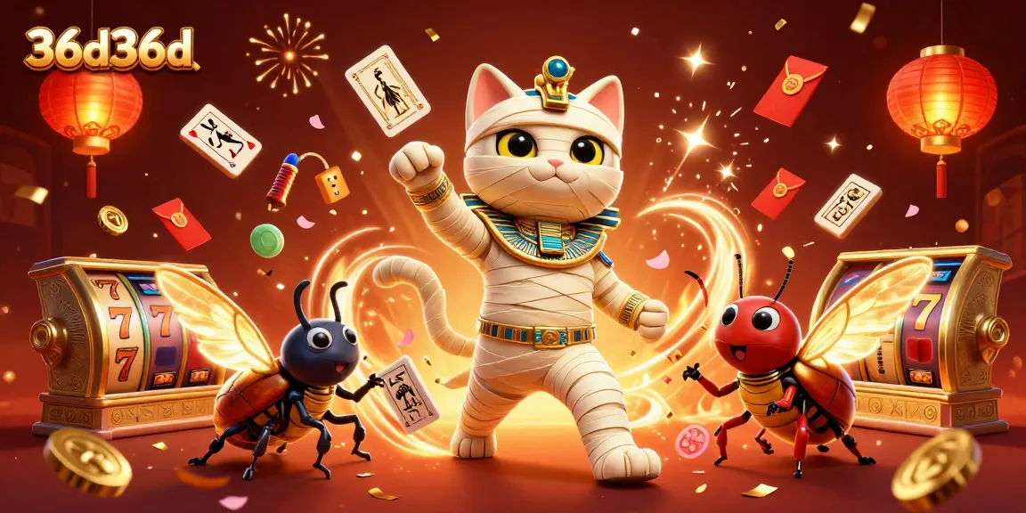 O 36d36d evoca emoção em um cassino, com um gato múmia e elementos de caça-prêmios.