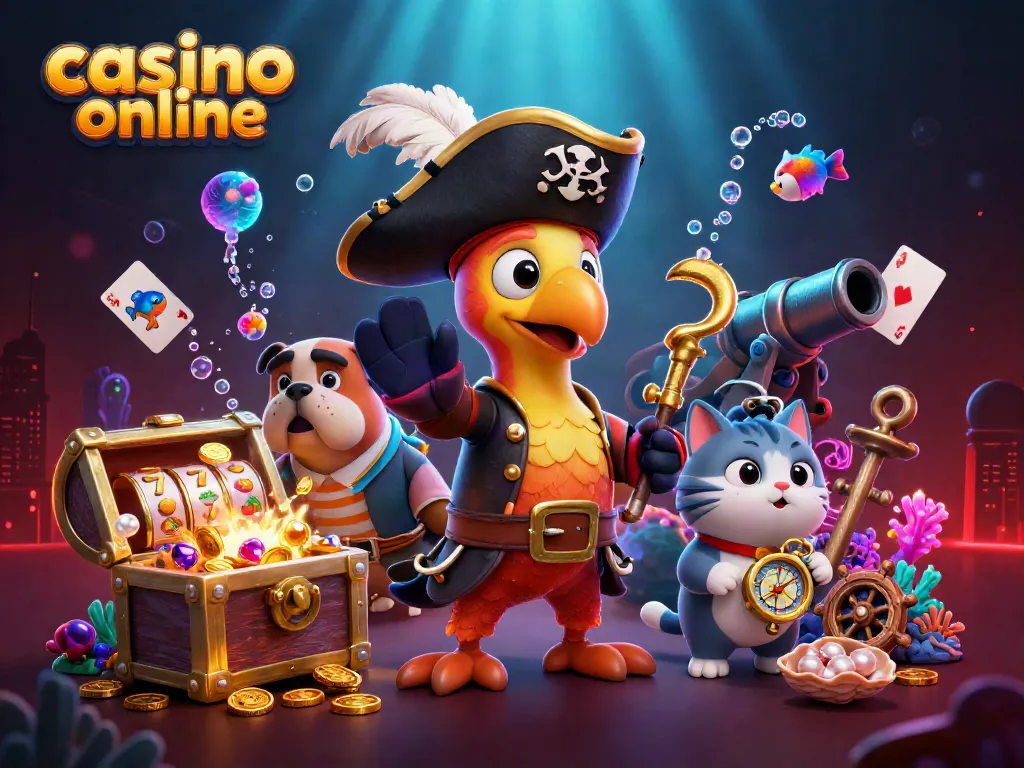 Juego emocionante en casino online con un loro pirata y elementos de tragamonedas