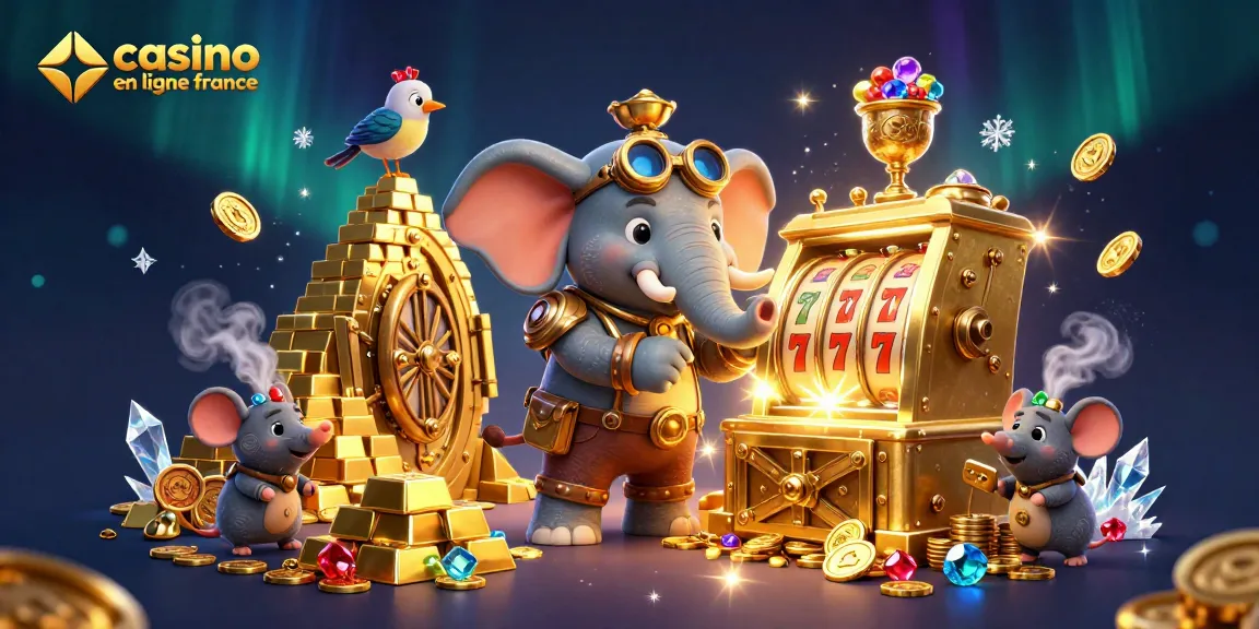 Découvrez le casino en ligne France avec un éléphant steampunk jouant à la machine à sous.