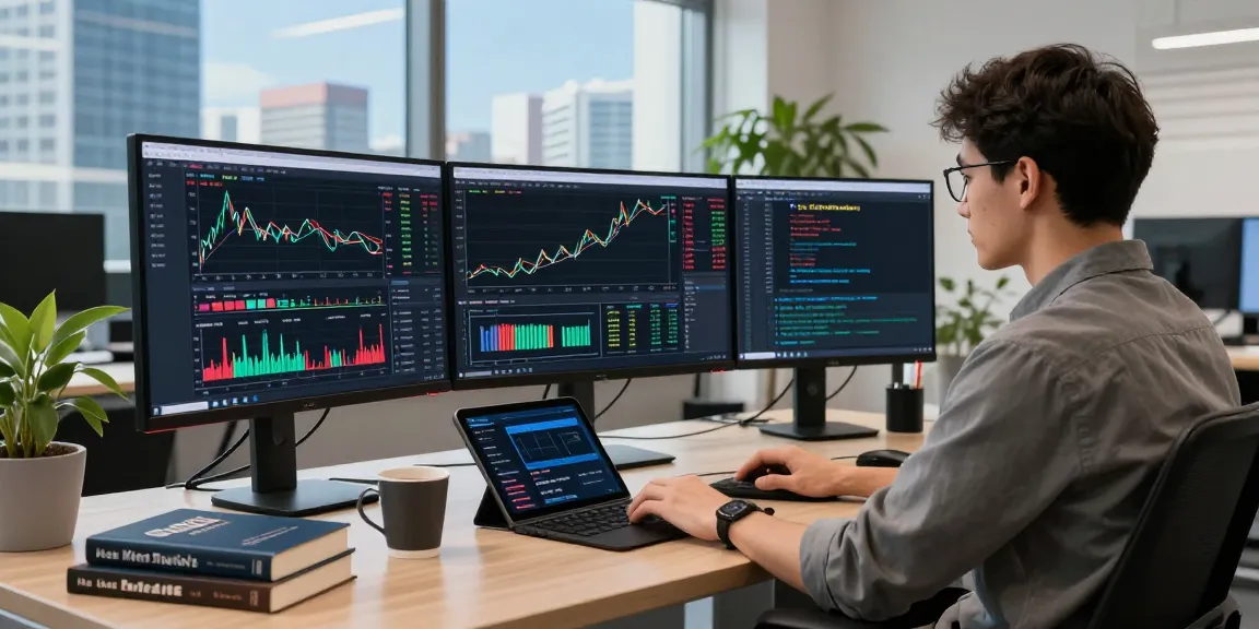 mt5 user analyzing live market data with advanced trading tools in a sleek office environment