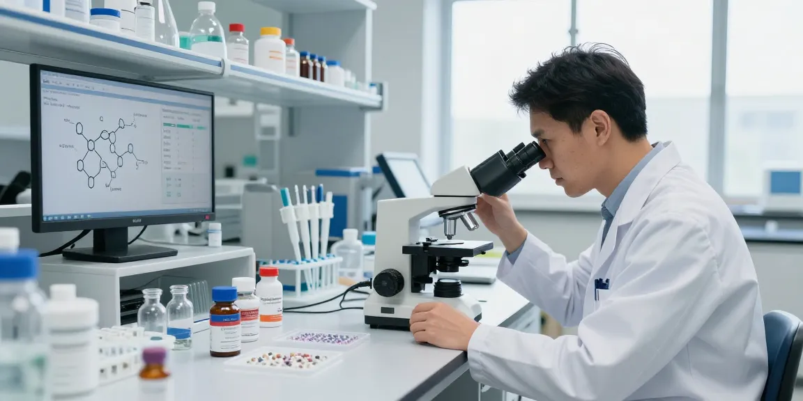 Examining SwissChems Peptides in a modern health research laboratory.