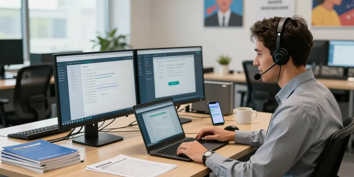Engaging Telus-Technical-Support team member assisting customers in a modern call center environment.