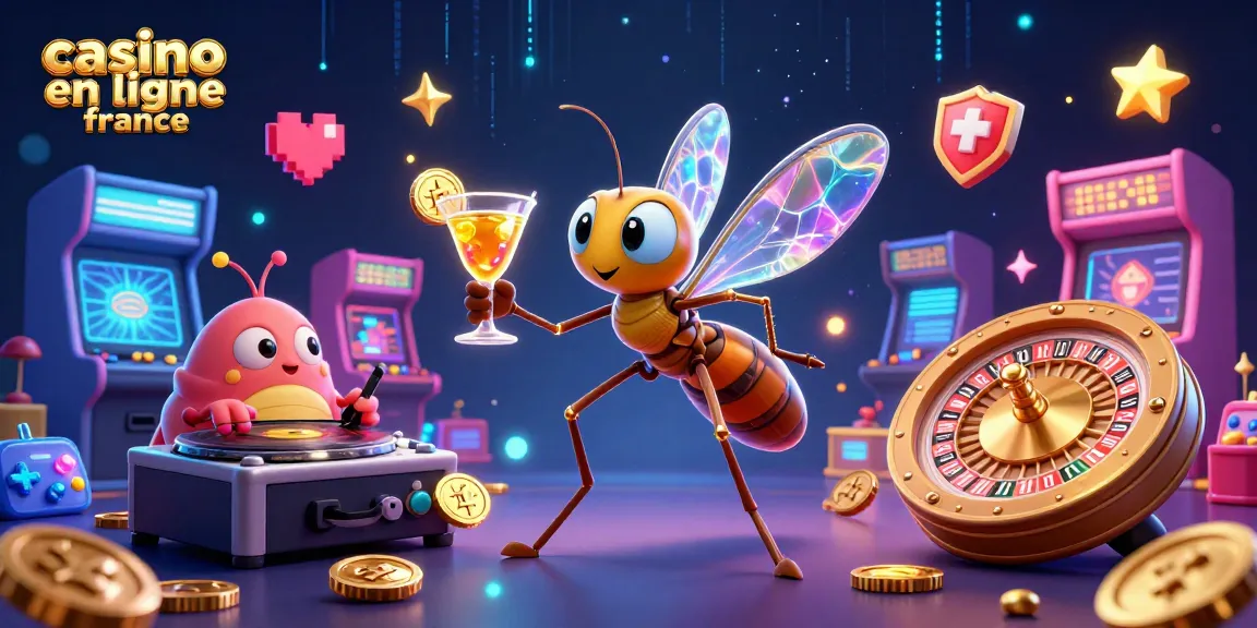 Jouez au casino en ligne France avec une illustration dynamique de personnages originaux dans un environnement de jeu coloré.