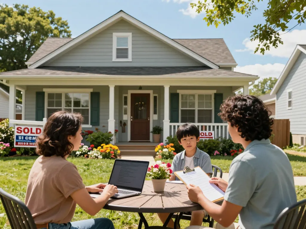 Fast cash for homes transaction with family at charming house, showcasing positive selling experience.