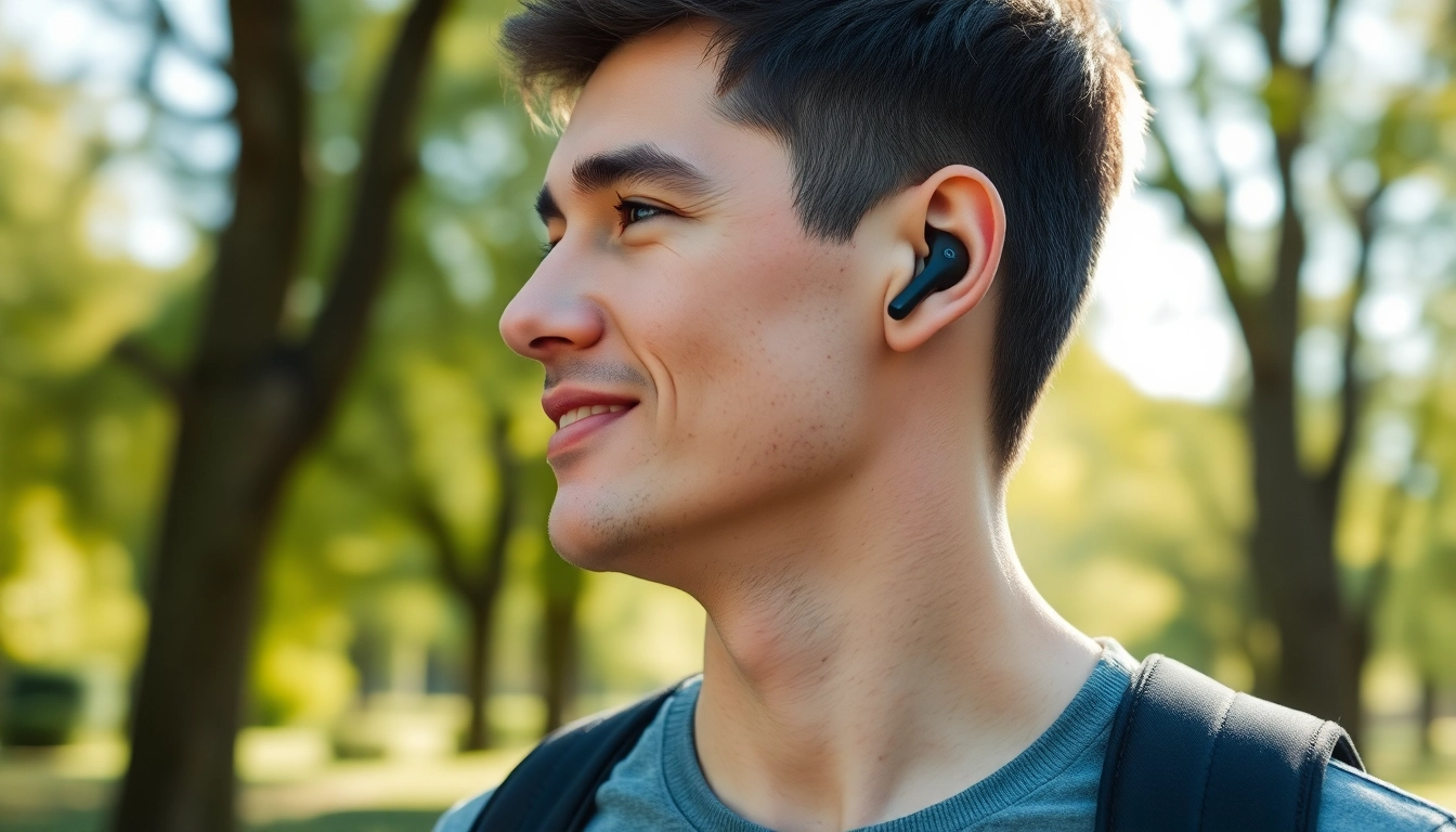 Enjoy sound with Bone X1 Bone Conduction Headphones during a sunny walk in the park.