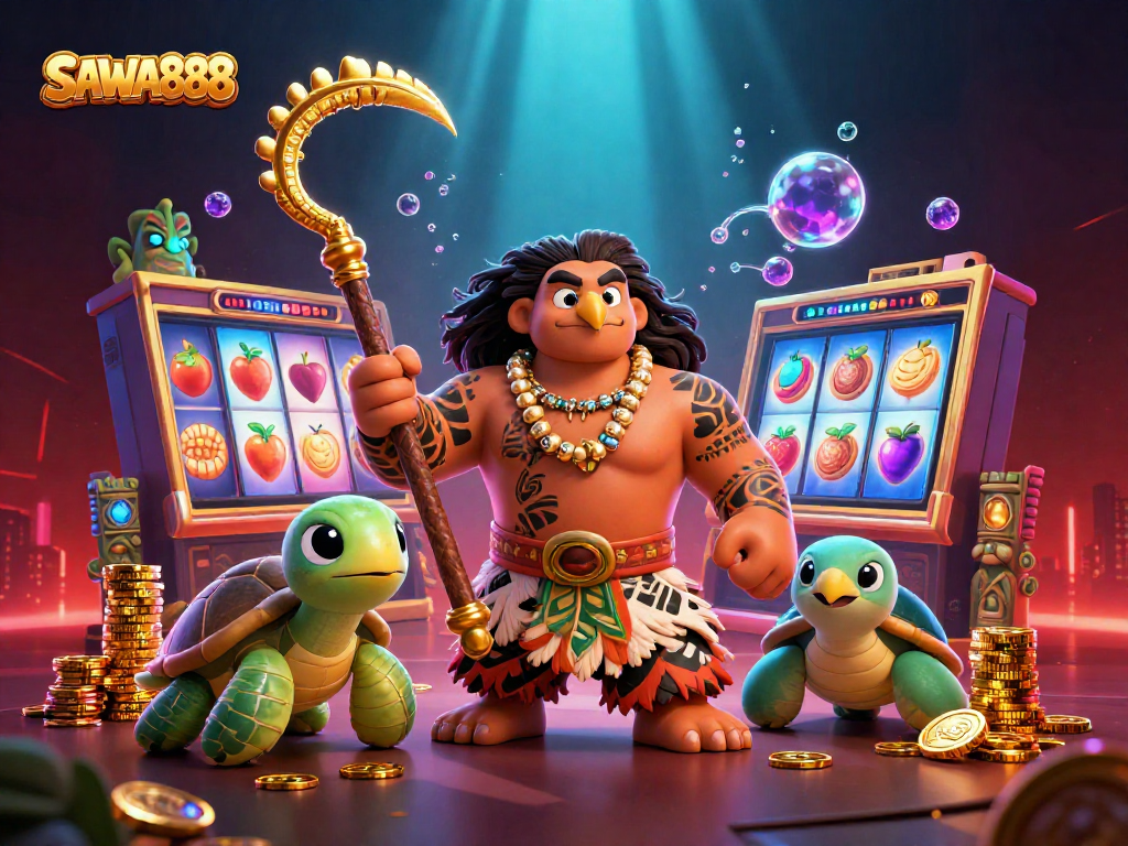 Experience thrilling slots action with SAWA888 featuring vibrant reels and jackpot counters.
