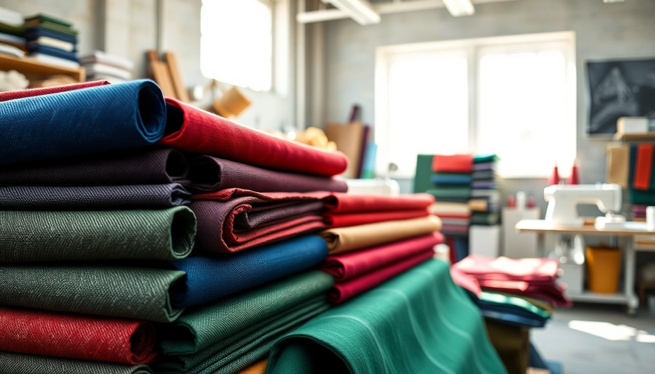 Bekijk verschillende soorten canvas stof per meter in een kleurrijke stoffenwinkel.
