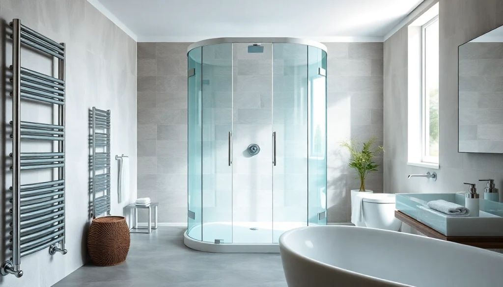 Sonni sanitär GmbH präsentiert elegante Badprodukte in einem modernen Badezimmer.