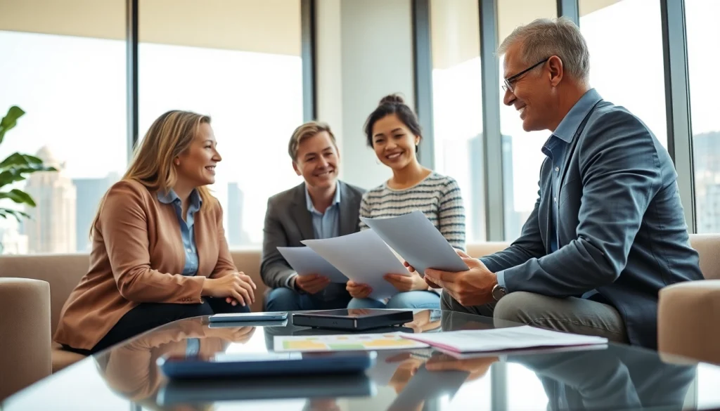 Discussing Life insurance options with a financial advisor in a modern workspace.
