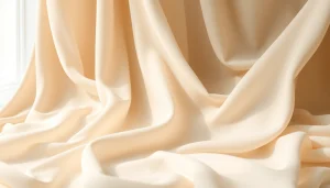 Mousseine stof met delicate textuur en stijlvolle draping in zacht licht.