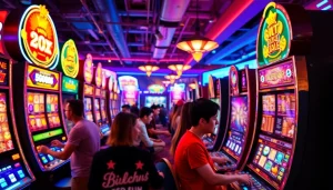 Exciting online gaming scene featuring hoki138 pro slot machines with vibrant graphics and jackpot displays.